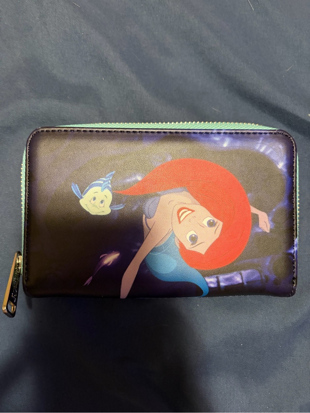 Disney Ariel Zip-Around Wallet in Black, Red and Aqua